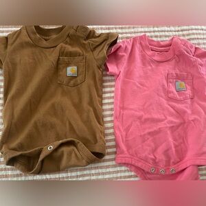 Two 3mo Carhart onesies